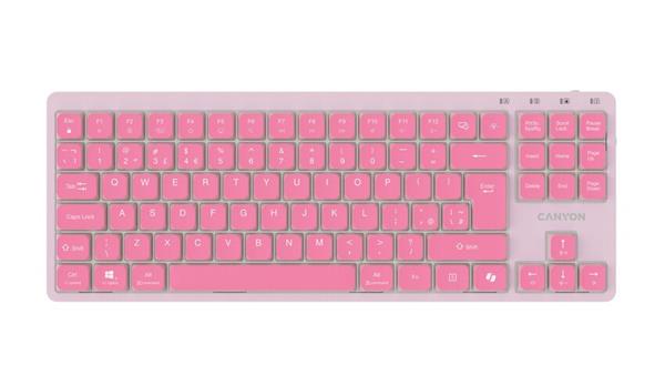 Canyon OnType 10, klávesnica, mechanická, USB, multimediálna, ružová 