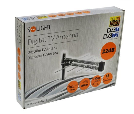 Solight vonkajšia DVB-T anténa, 22dB, UHF, 21. - 60. kanál, LTE/4G filter 