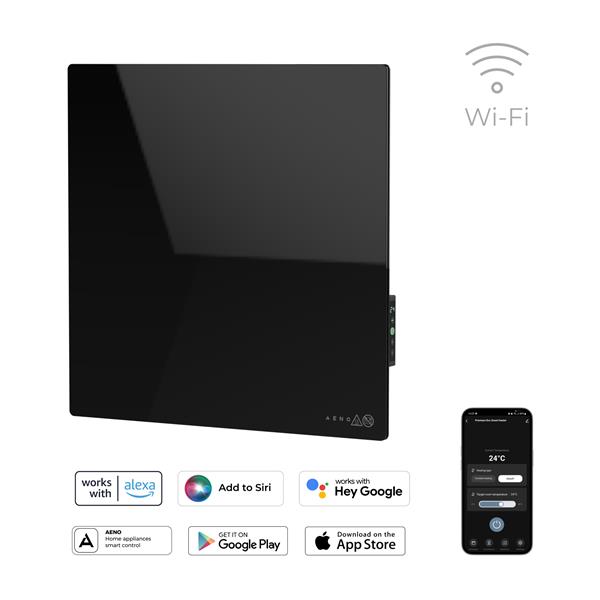 AENO AGH12S Premium QUADRO Smart Ohrievač, Čierny, LED, WI-FI, max 500W, 50x50cm,  Infra 