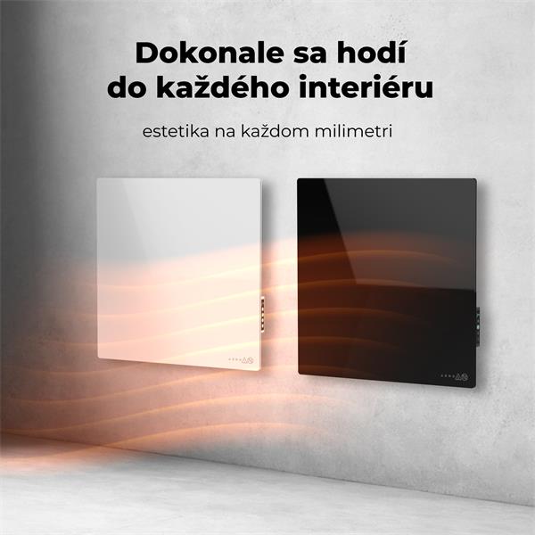 AENO AGH12S Premium QUADRO Smart Ohrievač, Čierny, LED, WI-FI, max 500W, 50x50cm,  Infra 