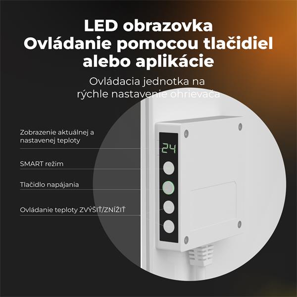 AENO AGH11S Premium QUADRO Smart Ohrievač, Biely, LED, WI-FI, max 500W, 50x50cm,  Infra 