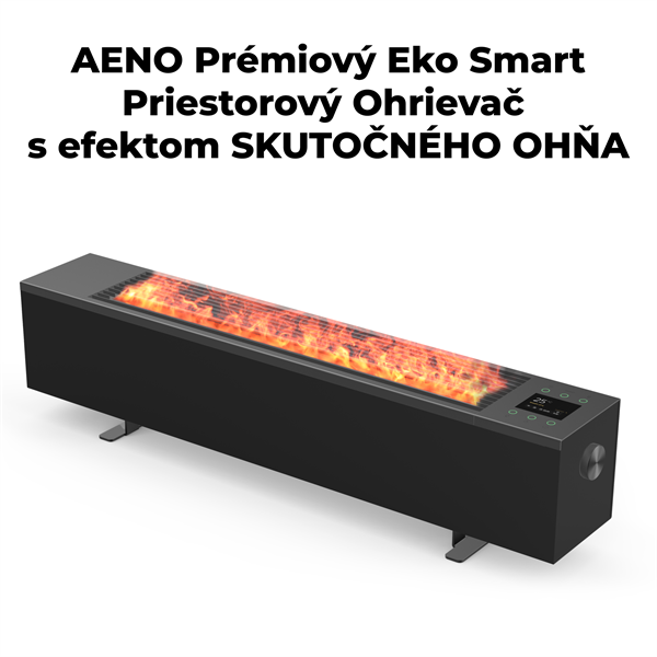AENO FH2S Premium SPACE FIRE HEATER,Čierny, LED, WI-FI, max 2000W, 1000x242cm,  efekt ohňa 
