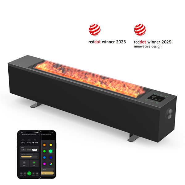AENO FH2S Premium SPACE FIRE HEATER,Čierny, LED, WI-FI, max 2000W, 1000x242cm,  efekt ohňa 