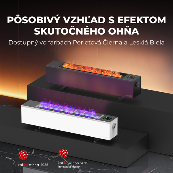 AENO FH2S Premium SPACE FIRE HEATER,Čierny, LED, WI-FI, max 2000W, 1000x242cm,  efekt ohňa 