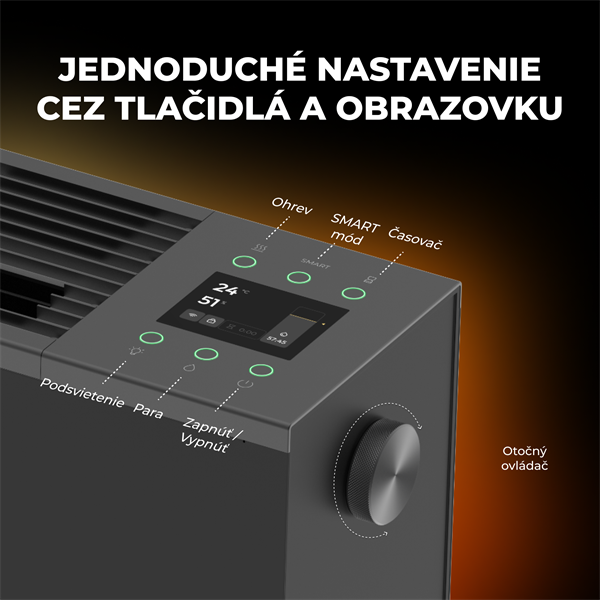 AENO FH2S Premium SPACE FIRE HEATER,Čierny, LED, WI-FI, max 2000W, 1000x242cm,  efekt ohňa 