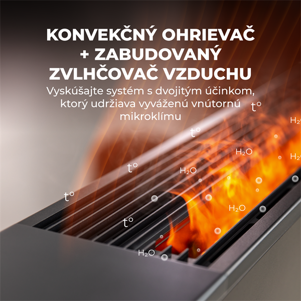 AENO FH2S Premium SPACE FIRE HEATER,Čierny, LED, WI-FI, max 2000W, 1000x242cm,  efekt ohňa 