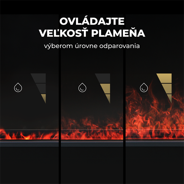 AENO FH2S Premium SPACE FIRE HEATER,Čierny, LED, WI-FI, max 2000W, 1000x242cm,  efekt ohňa 