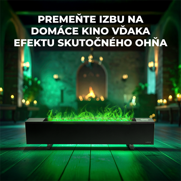 AENO FH2S Premium SPACE FIRE HEATER,Čierny, LED, WI-FI, max 2000W, 1000x242cm,  efekt ohňa 
