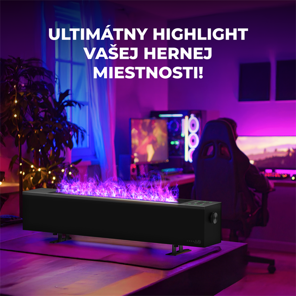 AENO FH2S Premium SPACE FIRE HEATER,Čierny, LED, WI-FI, max 2000W, 1000x242cm,  efekt ohňa 