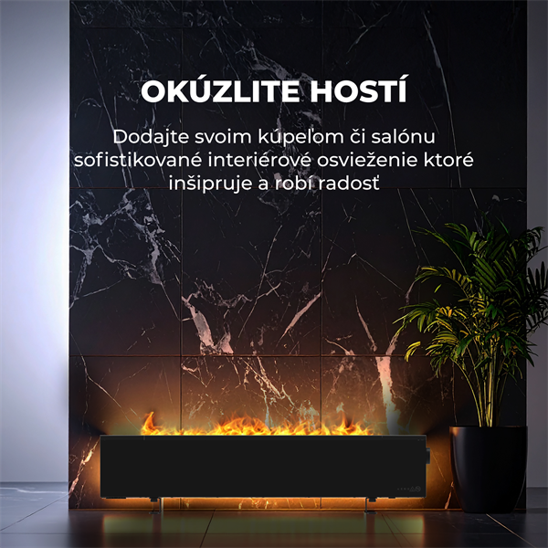 AENO FH2S Premium SPACE FIRE HEATER,Čierny, LED, WI-FI, max 2000W, 1000x242cm,  efekt ohňa 