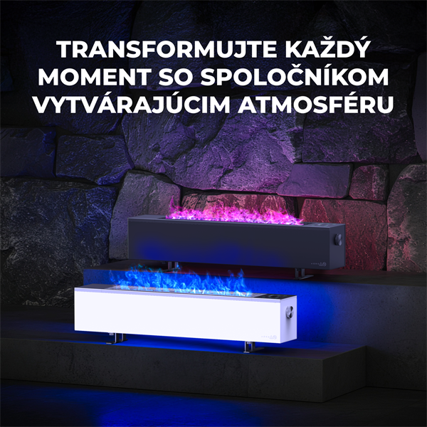 AENO FH2S Premium SPACE FIRE HEATER,Čierny, LED, WI-FI, max 2000W, 1000x242cm,  efekt ohňa 