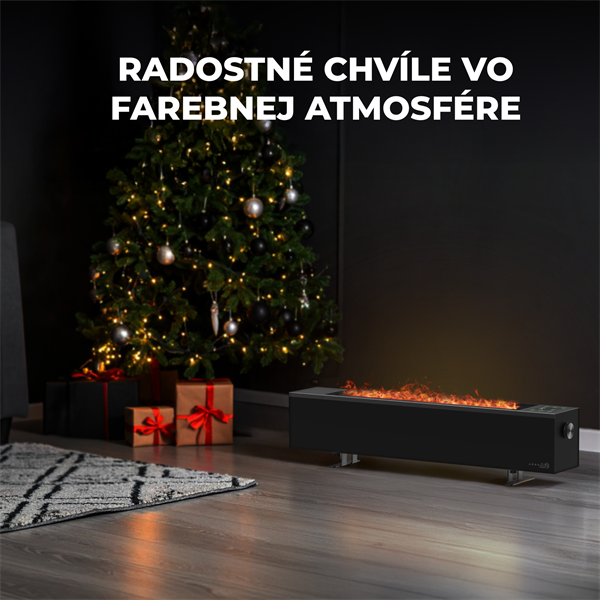 AENO FH2S Premium SPACE FIRE HEATER,Čierny, LED, WI-FI, max 2000W, 1000x242cm,  efekt ohňa 