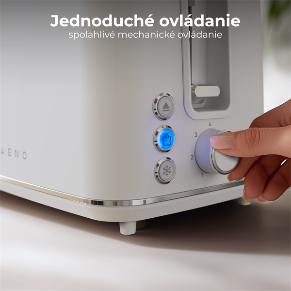 AENO 2-plátkový hriankovač TS1, 1000W, 7 stupnov opekania, extra výsun,  biely 