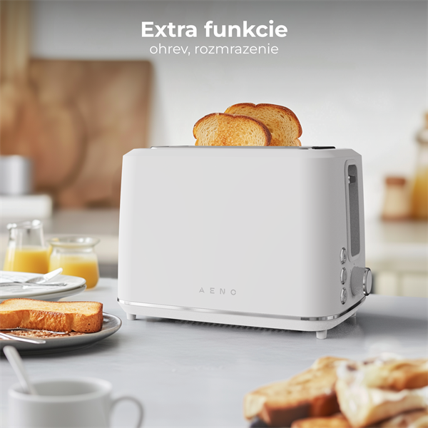 AENO 2-plátkový hriankovač TS1, 1000W, 7 stupnov opekania, extra výsun,  biely 