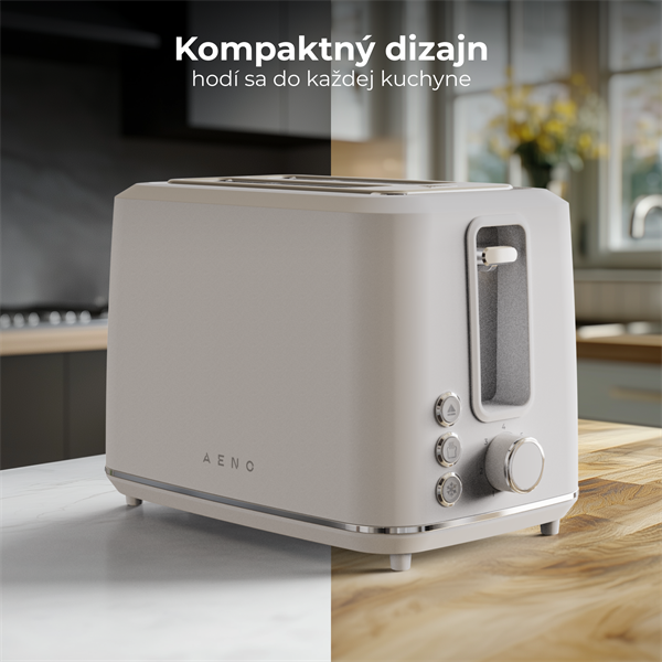 AENO 2-plátkový hriankovač TS1, 1000W, 7 stupnov opekania, extra výsun,  biely 