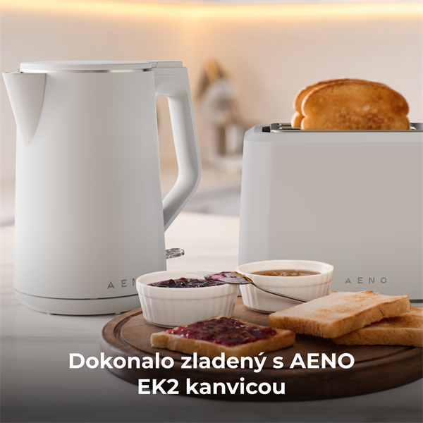 AENO 2-plátkový hriankovač TS1, 1000W, 7 stupnov opekania, extra výsun,  biely 