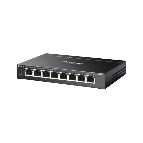 "Omada 8-Port Gigabit Easy Managed Switch with 8-Port PoE+ PORT: 8× Gigabit PoE+ Ports SPEC: 802.3at/af, 64 W PoE Power, 