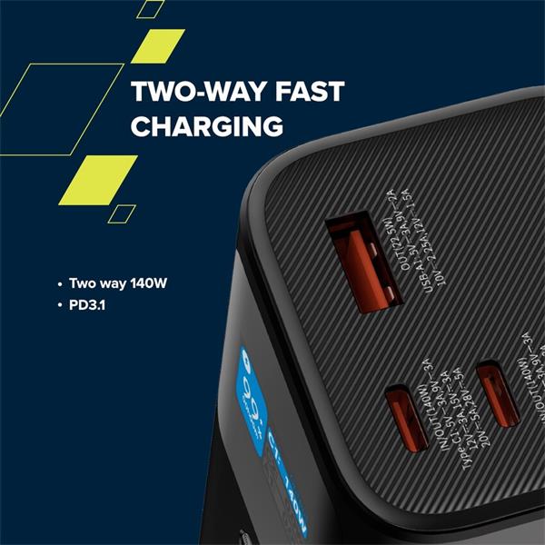 Canyon PB-2010, Powerbank, Li-Pol, 27.000 mAh, Digitálny displej, 2xUSB-C + 1xUSB-A, výkon 140W, nabíjanie notebookov! 