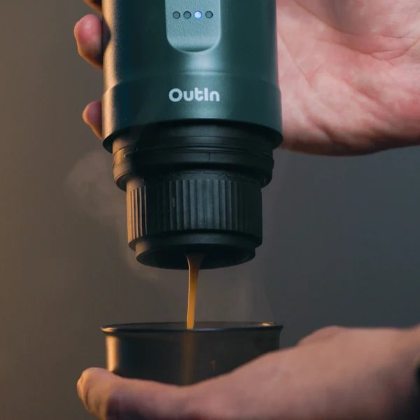 Outin Nano Prenosný espresso kávovar, farba modrozelená 