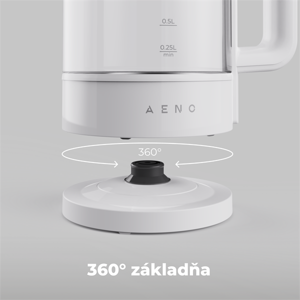 AENO Rychlovarná kanvica EK5 - 1,7l, 2200W, Strix, funkcia udržiavania tepla, auto vypnutie 