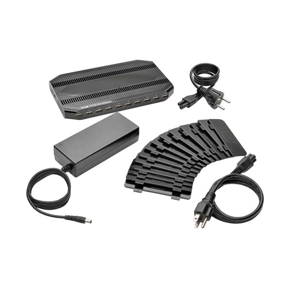 Eaton/Tripplite USB nabíjecí stanice s úložným prostorem, výstup 10x 12V, 8A, 96W, napájecí kabel Schuko 