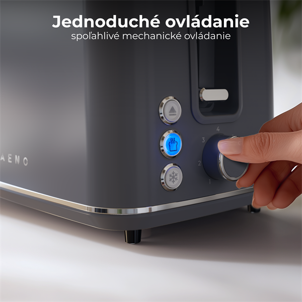 AENO 2-plátkový hriankovač TS1, 1000W, 7 stupnov opekania, extra výsun,  šedý 