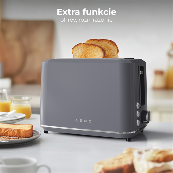 AENO 2-plátkový hriankovač TS1, 1000W, 7 stupnov opekania, extra výsun,  šedý 