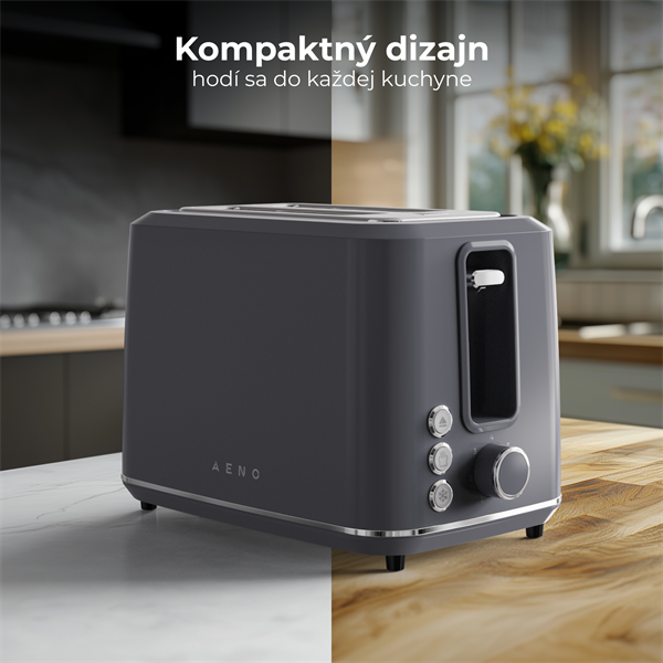 AENO 2-plátkový hriankovač TS1, 1000W, 7 stupnov opekania, extra výsun,  šedý 
