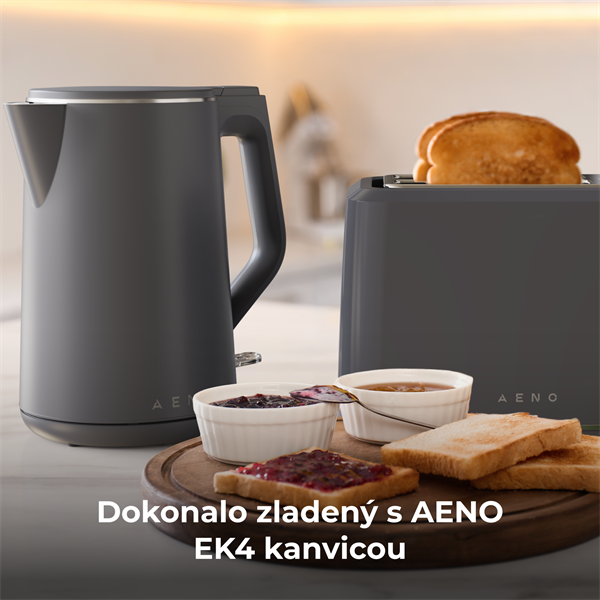 AENO 2-plátkový hriankovač TS1, 1000W, 7 stupnov opekania, extra výsun,  šedý 