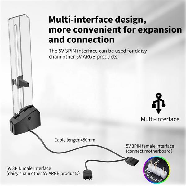 1stCOOL GPU Holder Al Magnetic AURA ARGB - držiak VGA 