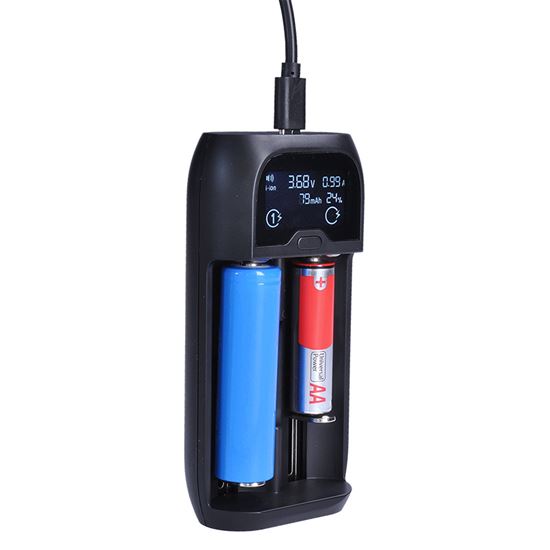 Solight nabíjačka batérií Li-Ion, LiFePO4, Ni-MH/CD, AA, AAA, 18650, 2000mA, 2 kanály, LCD displej 