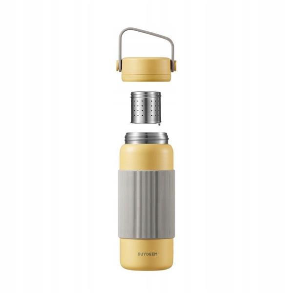 BUYDEEM Termoska so sitkom na čaj 400 ml, model CD1011, farba jemná žltá 