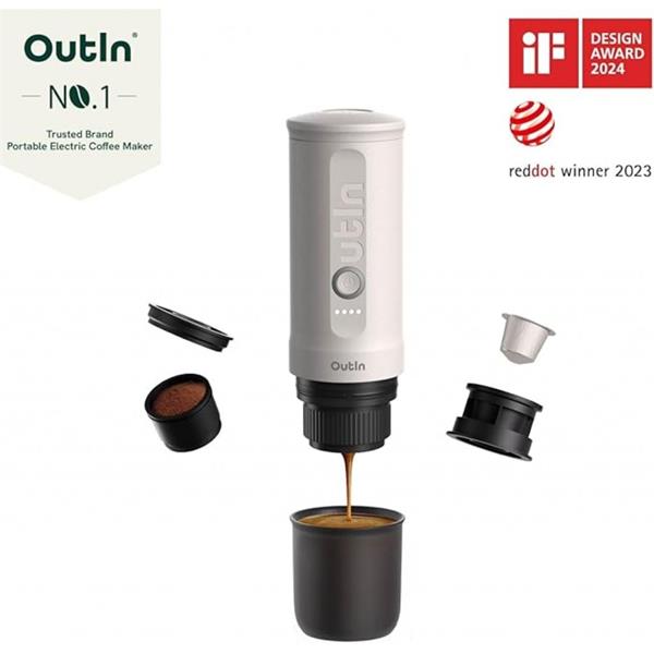 Outin Nano Prenosný espresso kávovar, farba perleťovo biela 