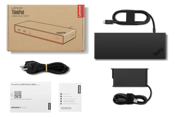 Lenovo ThinkPad USB4 Dock 5000 - PD65W (2x DP, 1x HDMI, 1x RJ45, 2x USB-C,4xUSB-A adapter) pripojit max 4x LCD 
