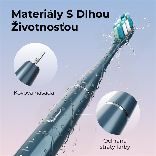 AENO sonická zubná kefka DB10N, tmavomodrá, 5 módov, 3 náhradné hlavice, batéria 1400 mAh, 48600 ot/min, 90 dní bez nab. 