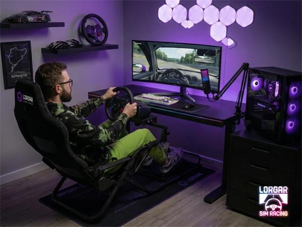 Lorgar ADVANCED RAF1 skladací pretekársky herný kokpit, podpora priameho pohonu, držiak radiacej páky a ručnej brzdy 