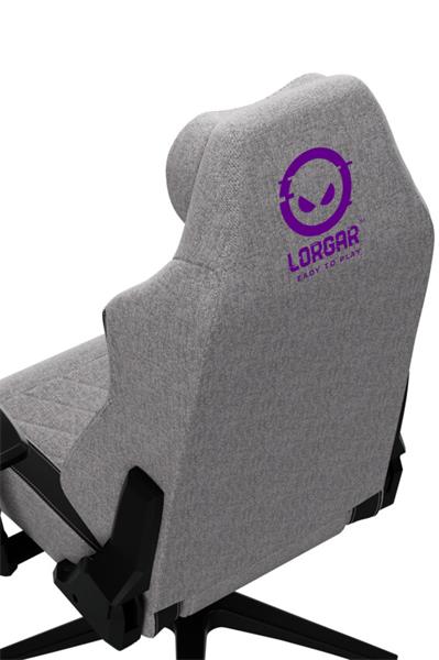 LORGAR PRO CHA41 herná stolička, látková, plne kovový rám, pamäťová pena, 3D opierky rúk, nosnosť 150 kg, sivo fialová 