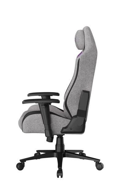 LORGAR PRO CHA41 herná stolička, látková, plne kovový rám, pamäťová pena, 3D opierky rúk, nosnosť 150 kg, sivo fialová 