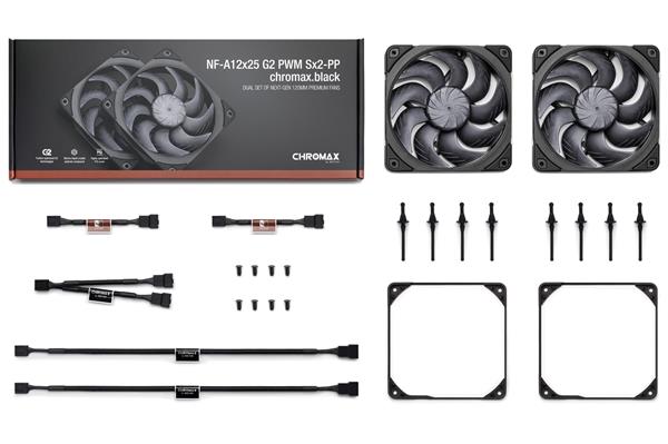 Noctua NF-A12x25 G2 PWM Sx2-PP chromax.black set 2x ventilátor 120x120x25mm 
