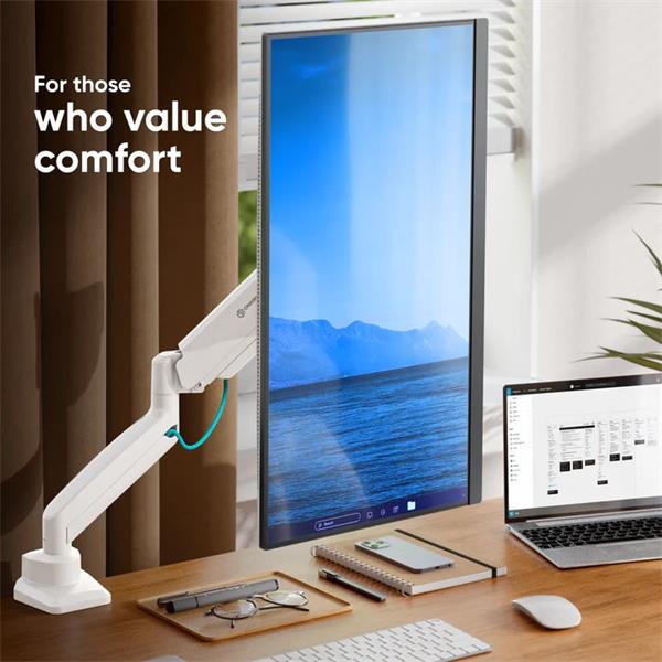 ONKRON Plynový stolný držiak na monitor pre 13 až 32"  LED TV/monitory, max 10 kg, biely 