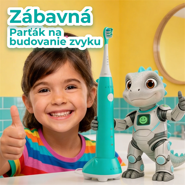 AENO sonická detská zubná kefka DB9M, farba mätová,3 režimy,3 náhradné hlavice,batéria 600 mAh,19200 vibrácií/min, 45 dn 