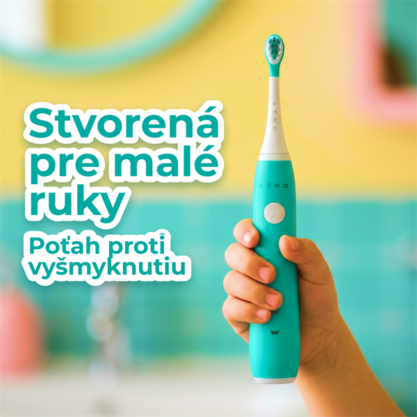 AENO sonická detská zubná kefka DB9M, farba mätová,3 režimy,3 náhradné hlavice,batéria 600 mAh,19200 vibrácií/min, 45 dn 