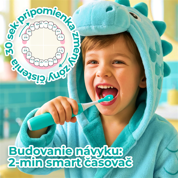 AENO sonická detská zubná kefka DB9M, farba mätová,3 režimy,3 náhradné hlavice,batéria 600 mAh,19200 vibrácií/min, 45 dn 