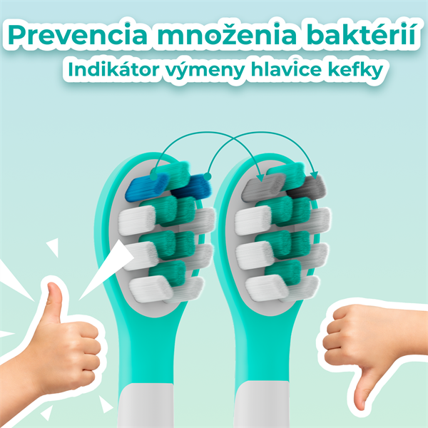AENO sonická detská zubná kefka DB9M, farba mätová,3 režimy,3 náhradné hlavice,batéria 600 mAh,19200 vibrácií/min, 45 dn 