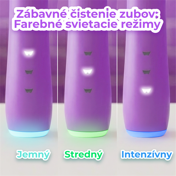 AENO sonická detská zubná kefka DB9V, farba fialová,3 režimy,3 náhradné hlavice,batéria 600 mAh,19200 vibrácií/min,45 dn 