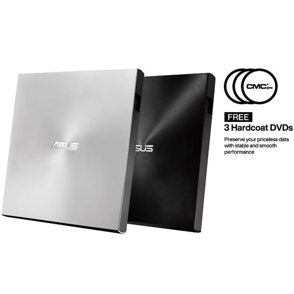 ASUS SDRW-08U7C-U external ultraslim DVD-RW + 3x Hardcoat DVD, USB-C, čierna 