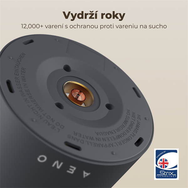 AENO Rychlovarná kanvica EK13G - 1,7l, dvojstenná stena, automatické vypnutie, nerezové vnútro, sivá 