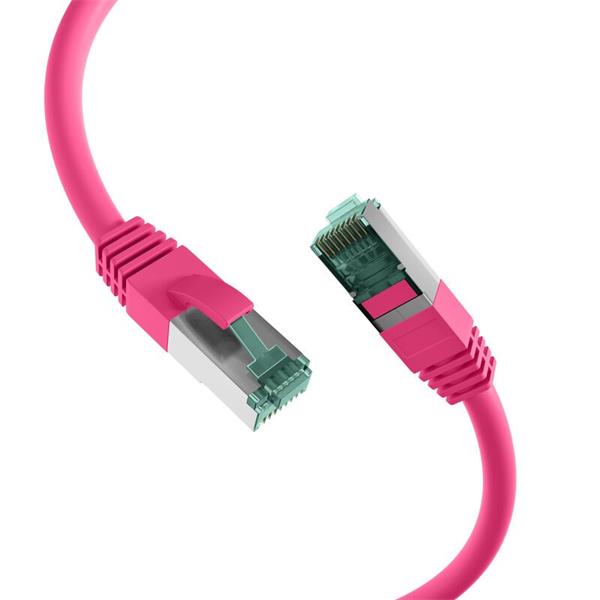 S/FTP (PiMF) Patchkábel LSOH 0,5m cat.6a, magenta, Cu   