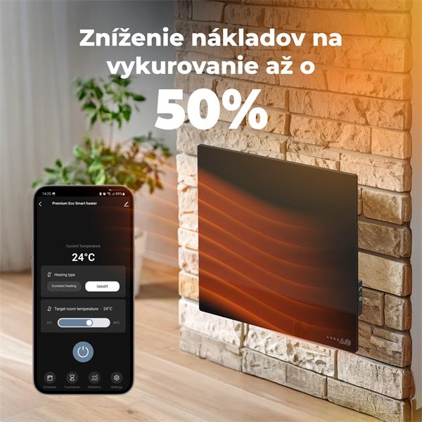 AENO AGH13S Premium QUADRO Smart Ohrievač, LIMITOVANÁ EDÍCIA, farba antický mramor, LED, WI-FI, max 500W, 50x50cm, Infra 