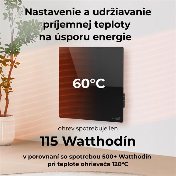 AENO AGH13S Premium QUADRO Smart Ohrievač, LIMITOVANÁ EDÍCIA, farba antický mramor, LED, WI-FI, max 500W, 50x50cm, Infra 